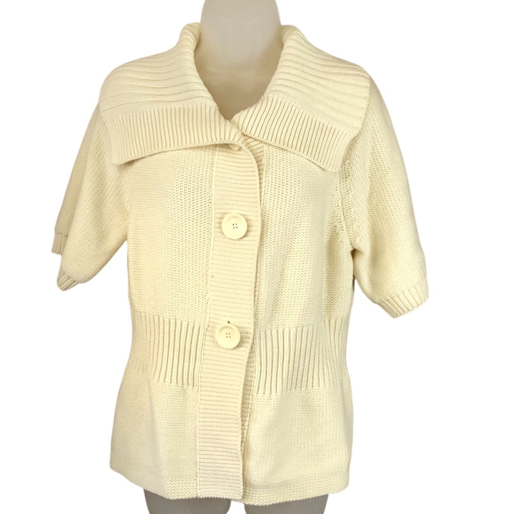 SWEATER - Women's Michael Kors Winter White Knit Button Front Sweater. Size M.